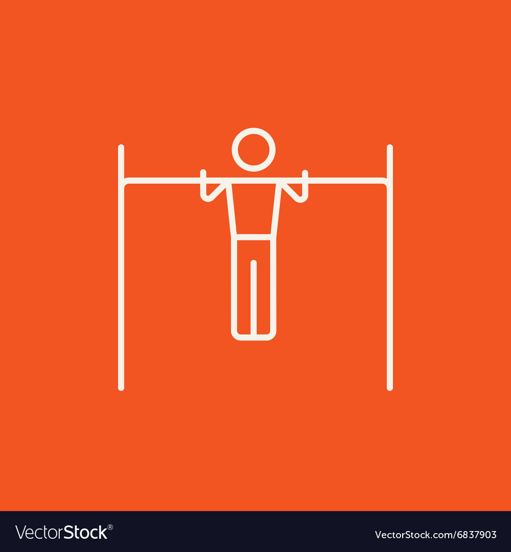 Gymnast exercising on bar line icon