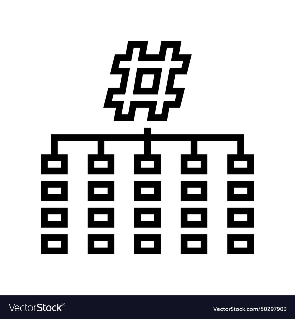 Hashing algorithm line icon vector image Hashing algorithm line icon