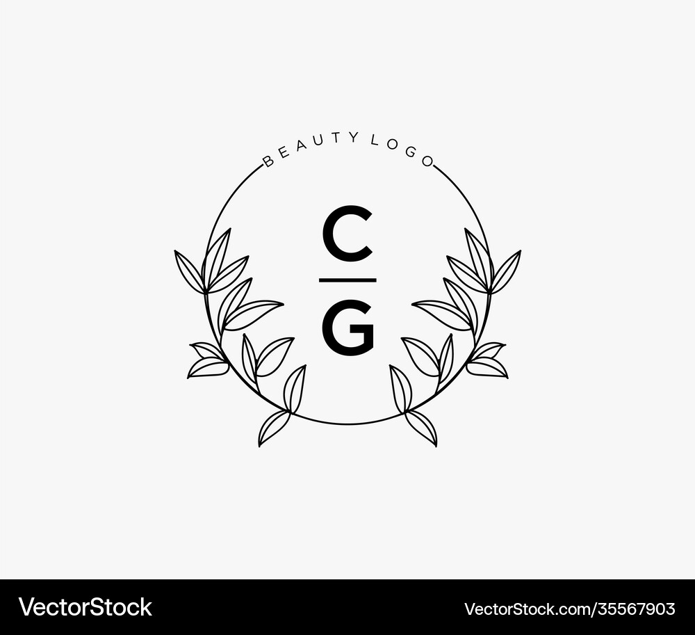 Initial cg letters beautiful floral feminine Vector Image