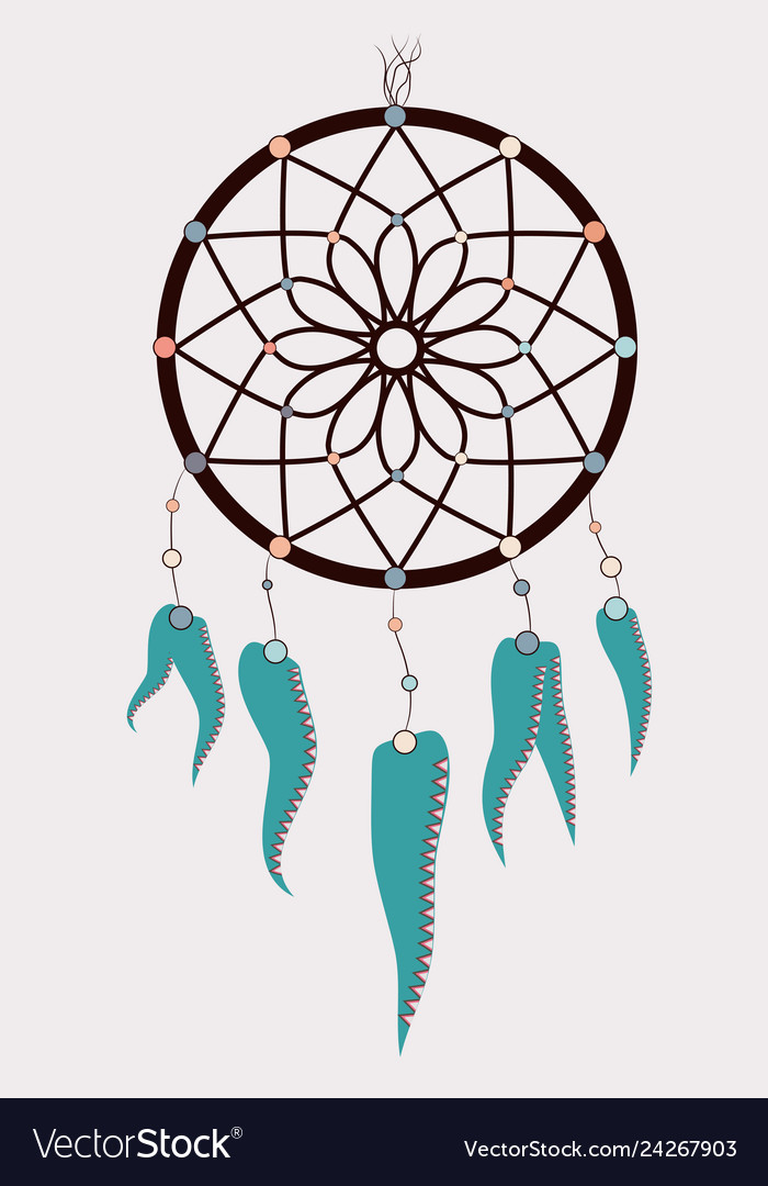 Magic symbol dreamcatcher with gemstones Vector Image