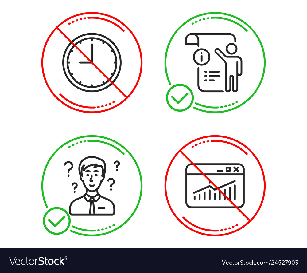 Manual doc support consultant and time icons set vector image Manual doc support consultant and time icons set