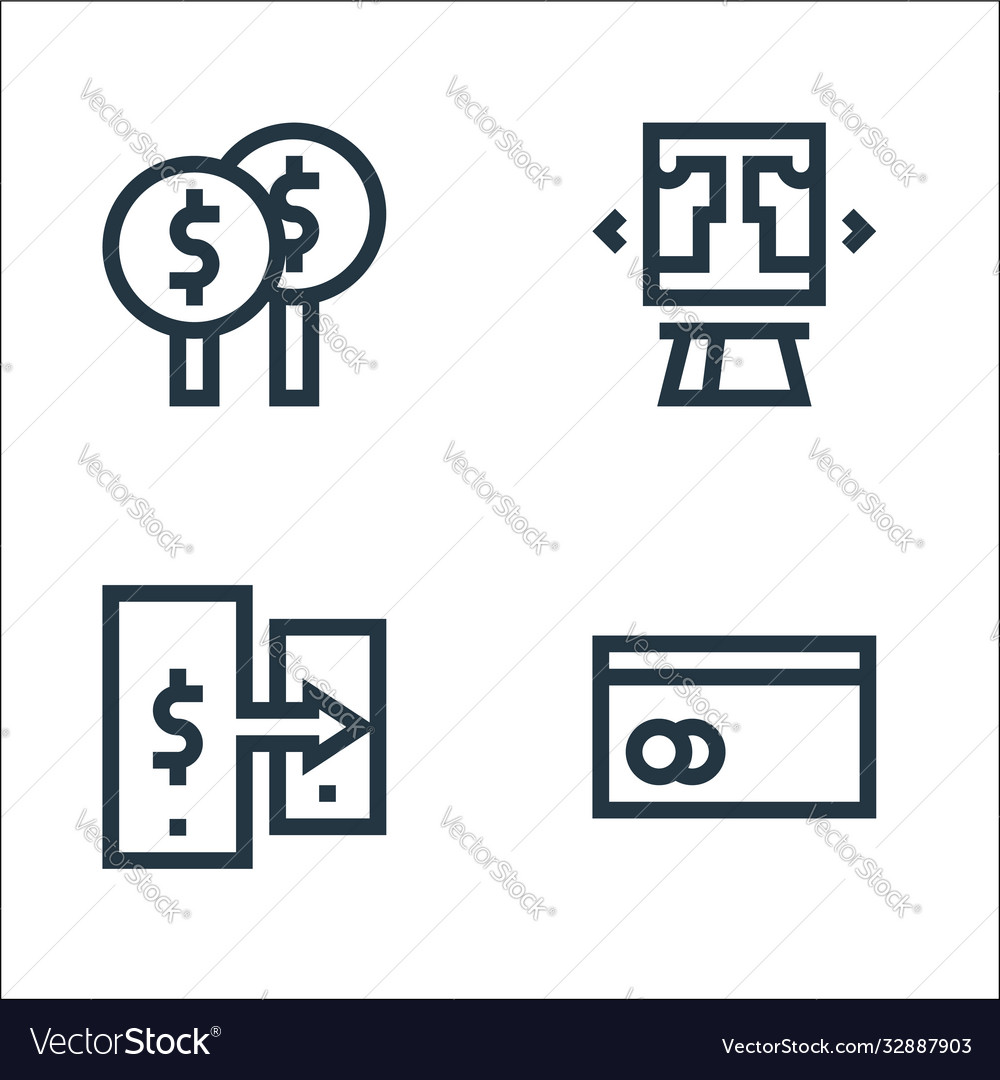 Payment line icons linear set quality