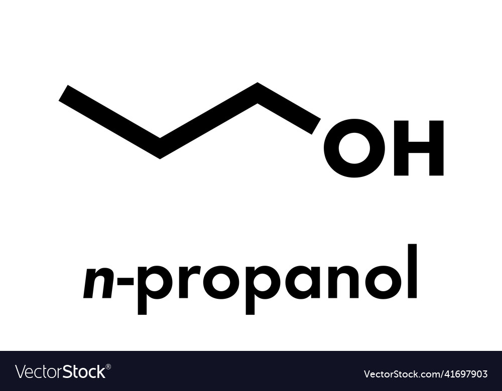 Propanol n-propanol solvent molecule skeletal Vector Image