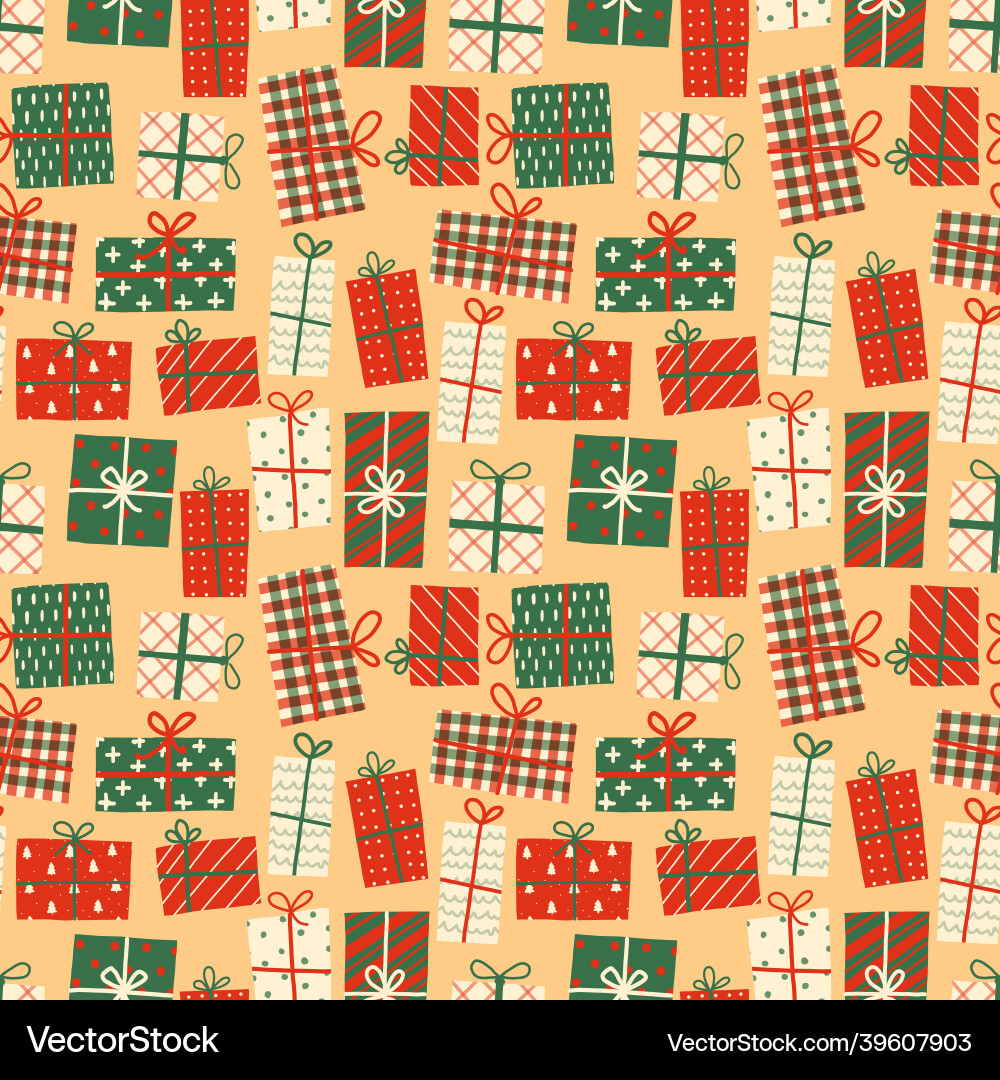 Seamless pattern with christmas gift boxes can Vector Image