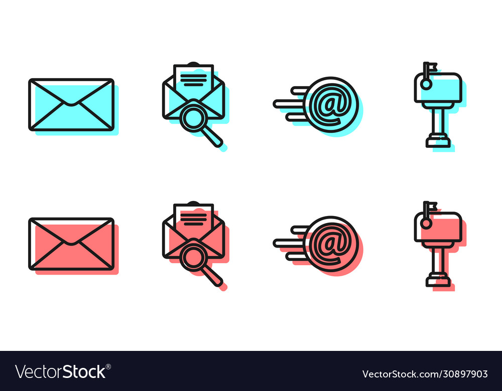 Set line mail and e-mail envelope Vector Image Set line mail and e-mail envelope