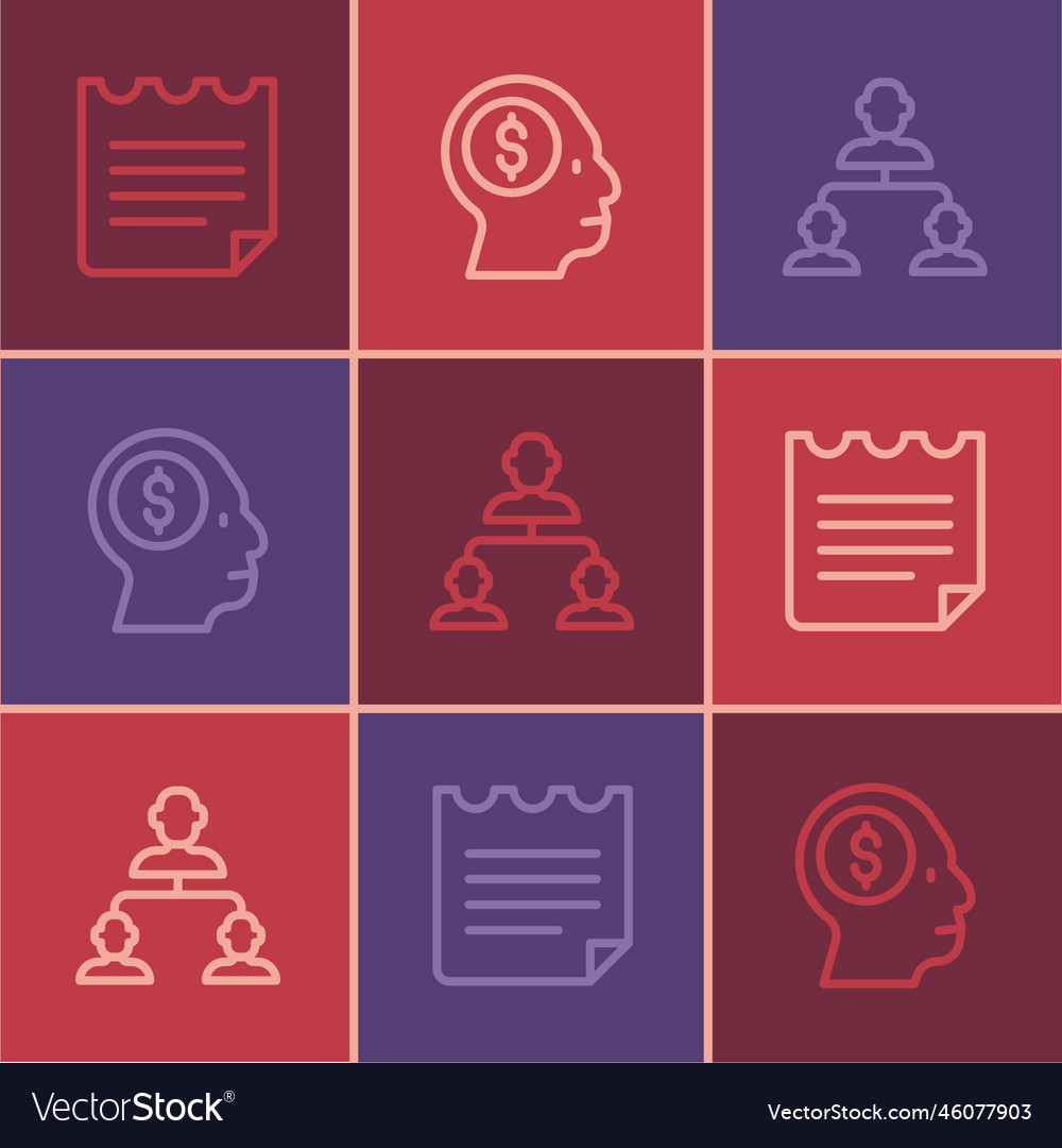 Set line notebook employee hierarchy and business