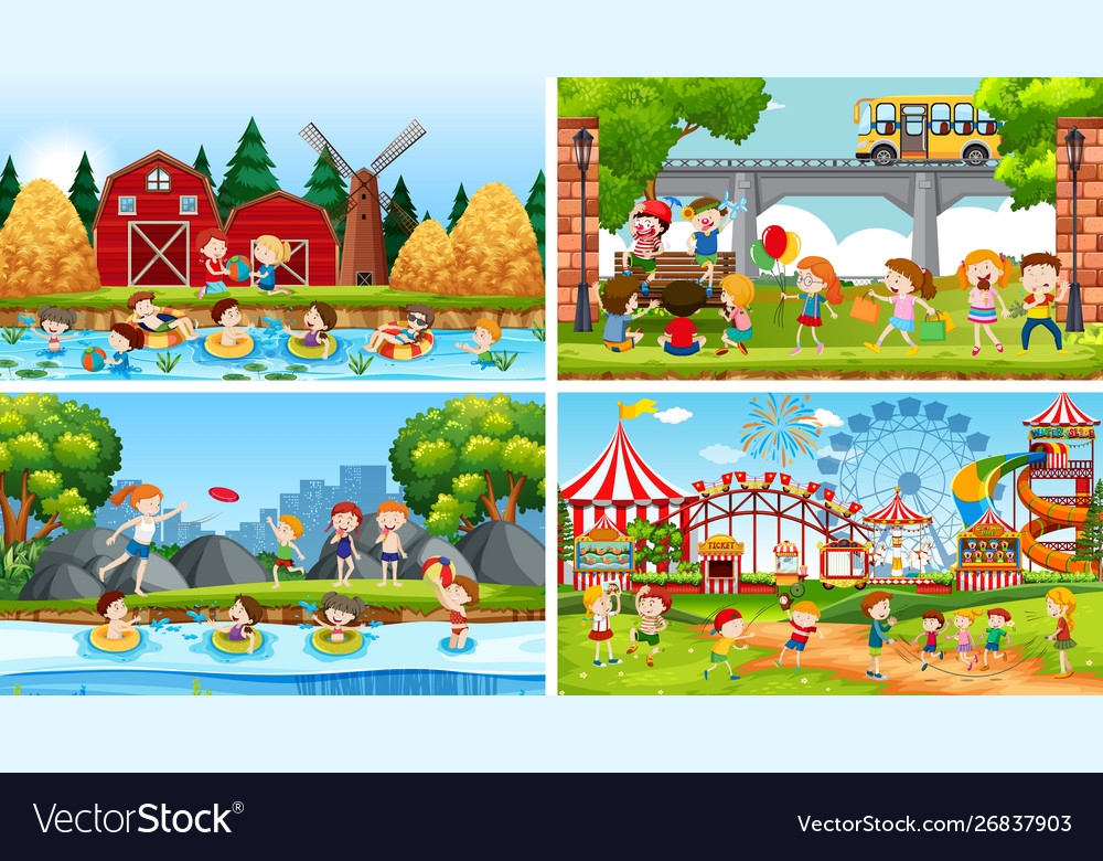 Set scenes in nature setting Vector Image Set scenes in nature setting