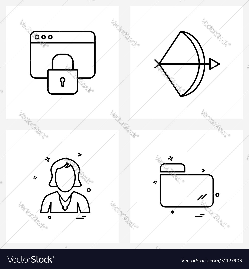 Simple set 4 line icons such as secure website