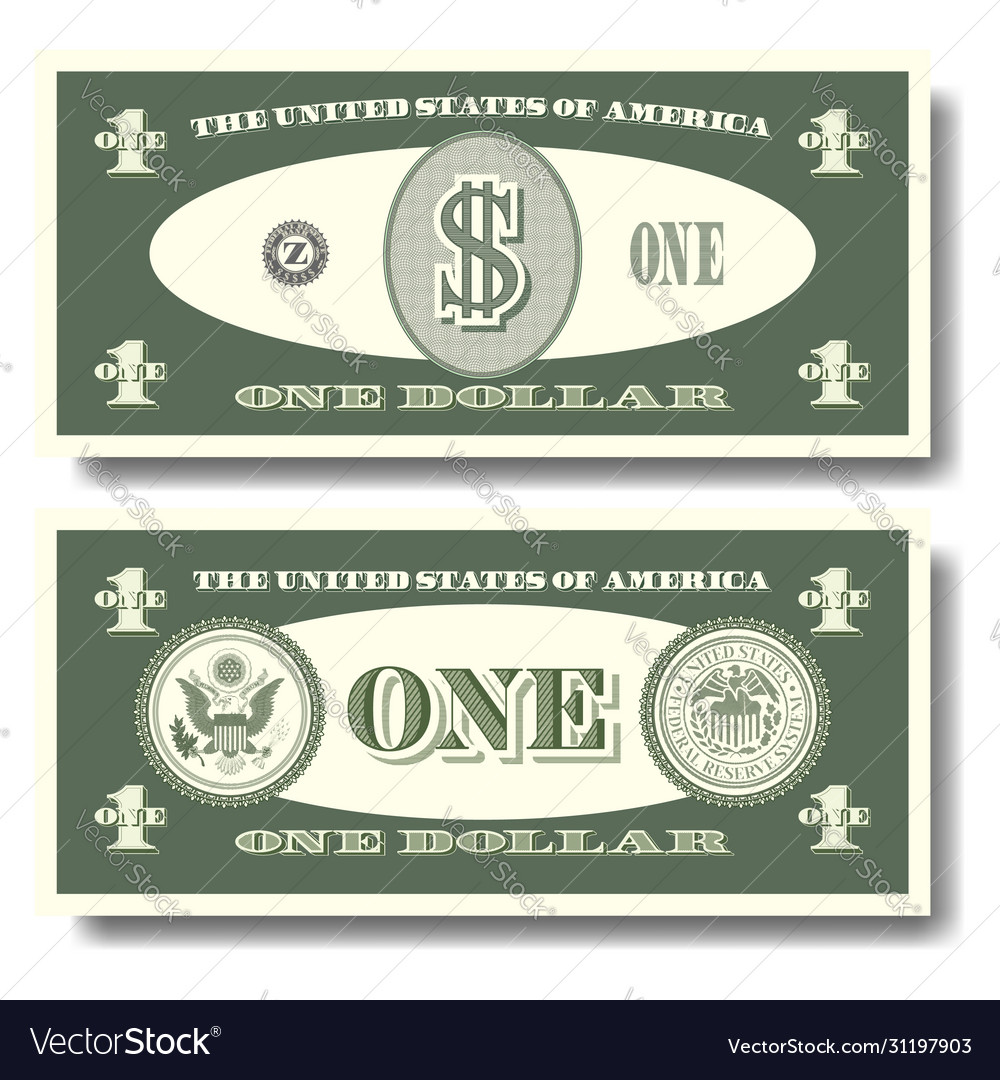 Us fictitious green paper money in 1 dollar Vector Image