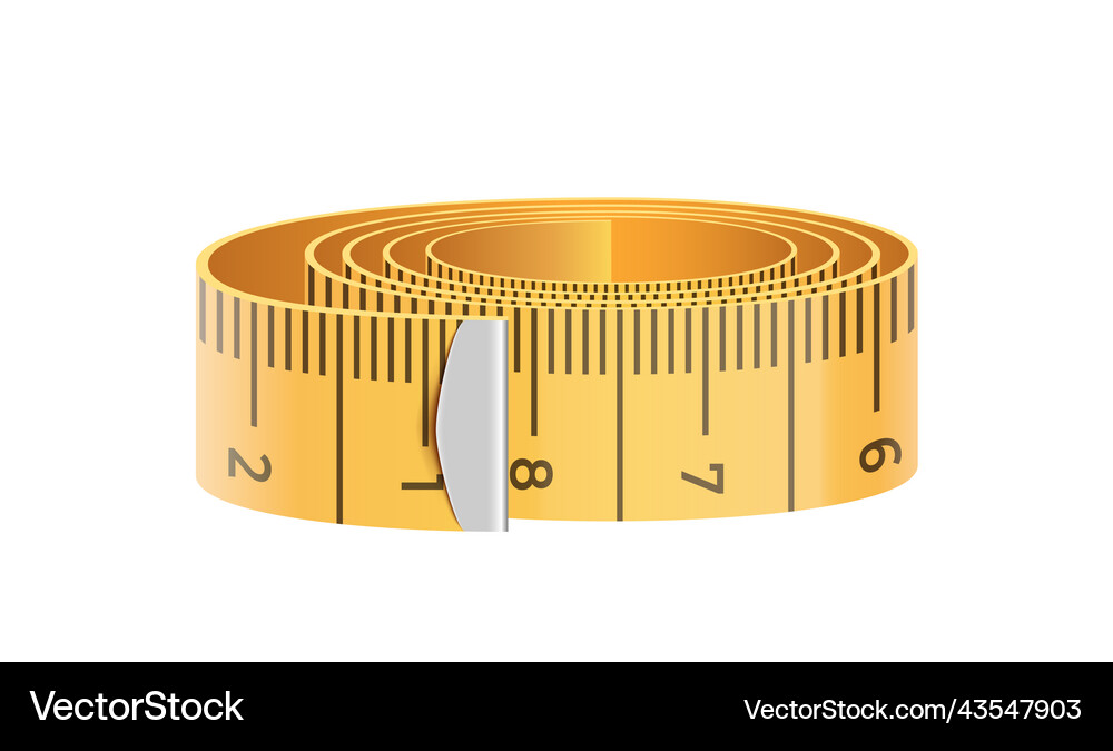 Yellow measure tape icon realistic 3d tool Vector Image