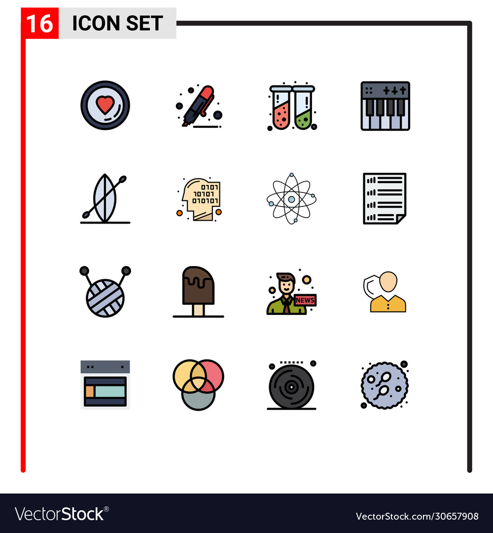 16 universal flat color filled lines set for web