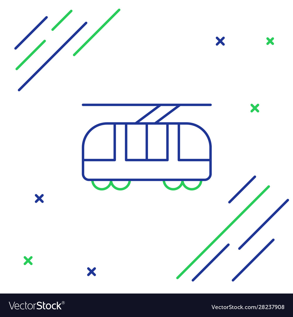 Blue and green line tram railway icon