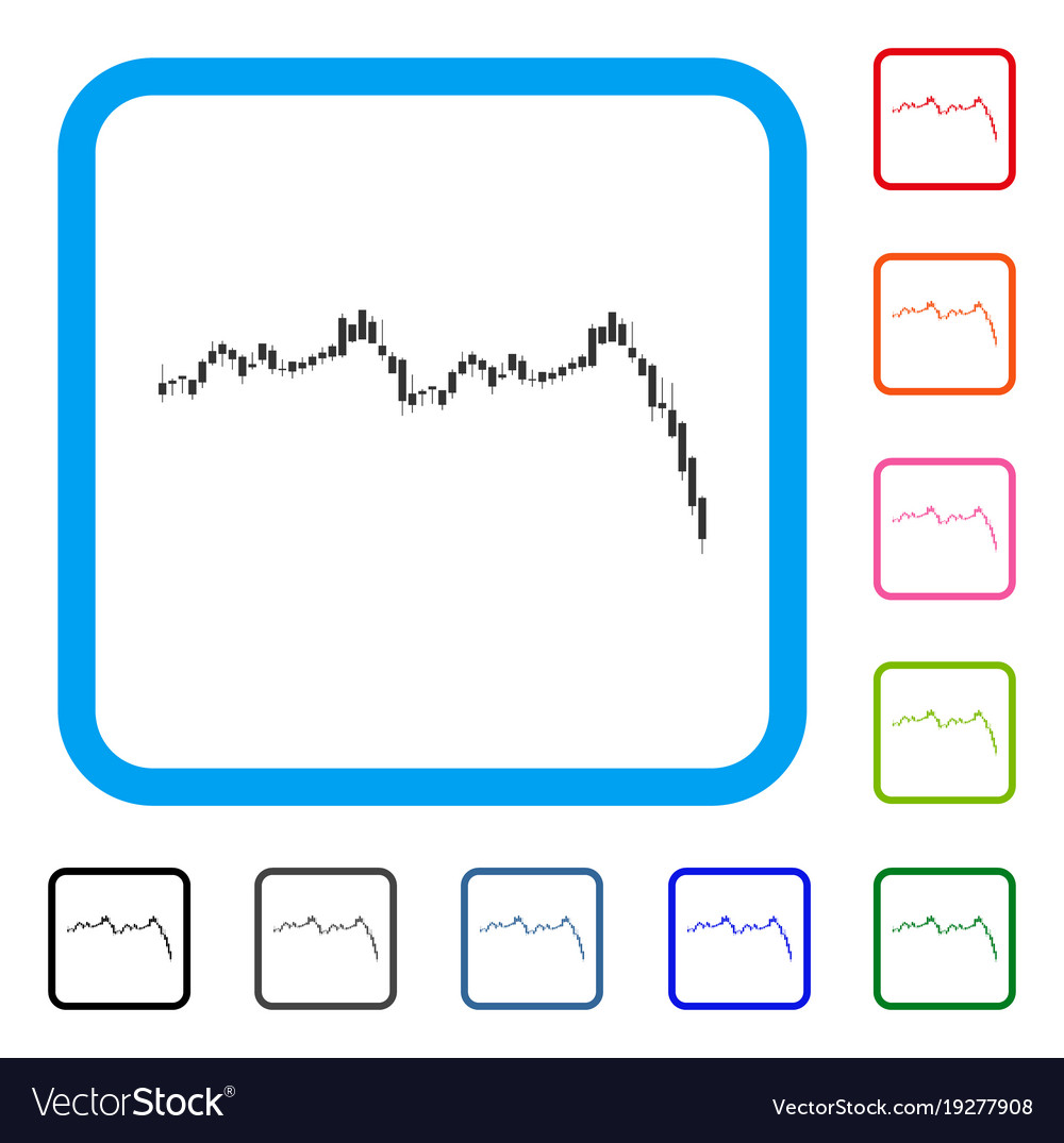 Candlestick graph falling acceleration framed icon