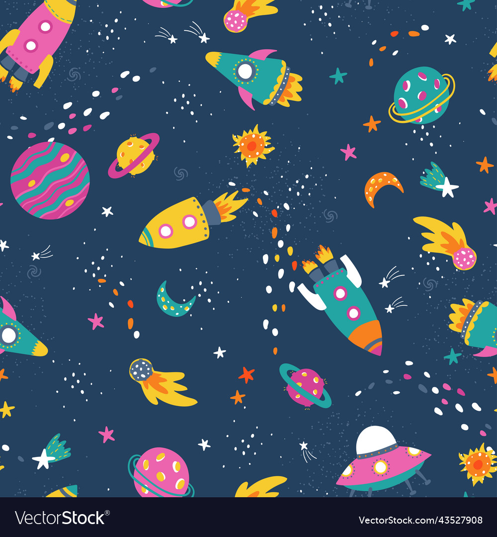 Cute outer space design for kids fun rockets Vector Image