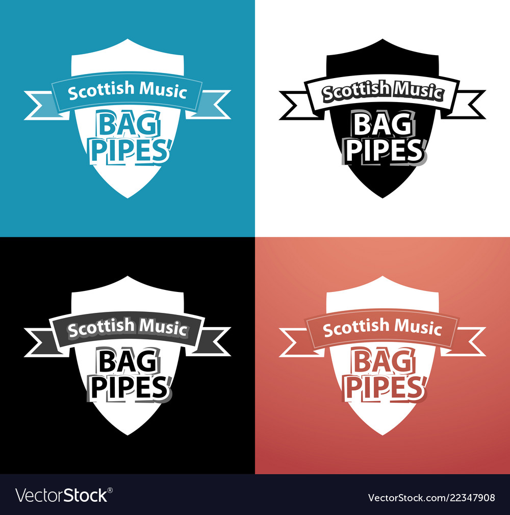 Emblem With Traditional Scottish Music Instrument Vector Image