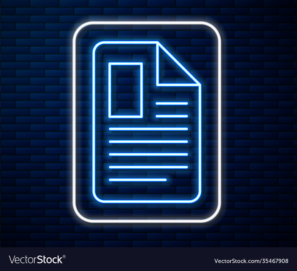 Glowing neon line file document icon isolated vector image Glowing neon line file document icon isolated