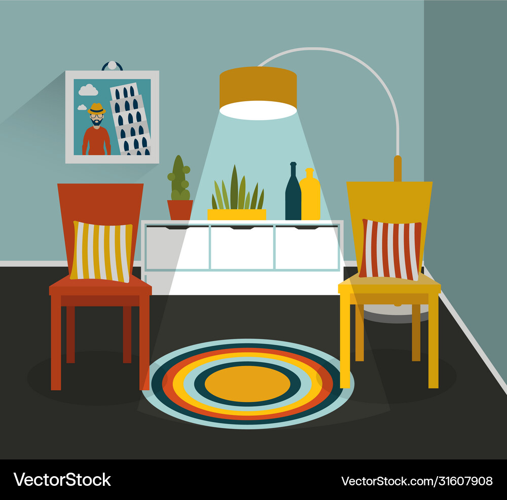 Interior design flat design Royalty Free Vector Image
