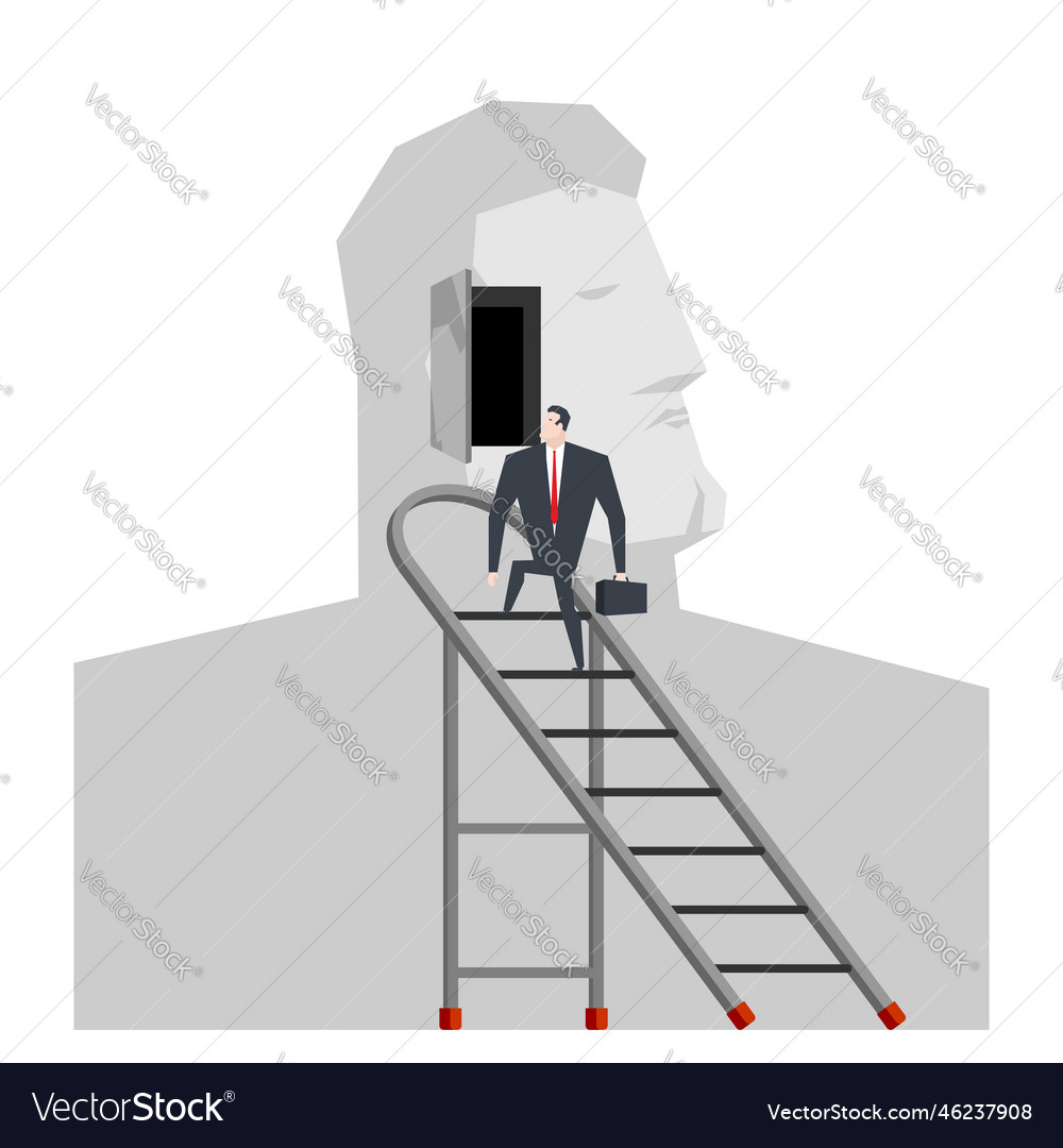 Ladder to head self-knowledge concept open in my vector image Ladder to head self-knowledge concept open in my