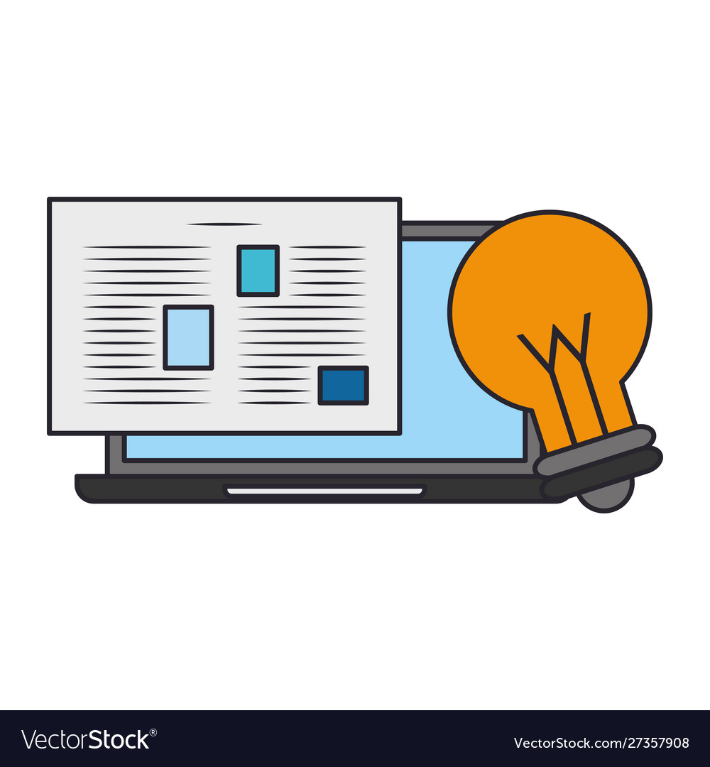 Light bulb and computer isolated icon