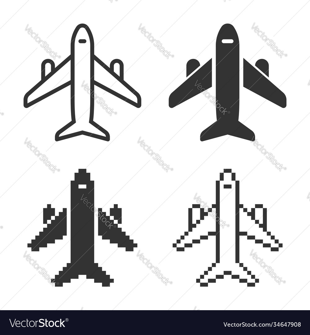 Monochromatic plane icon in different variants vector image Monochromatic plane icon in different variants