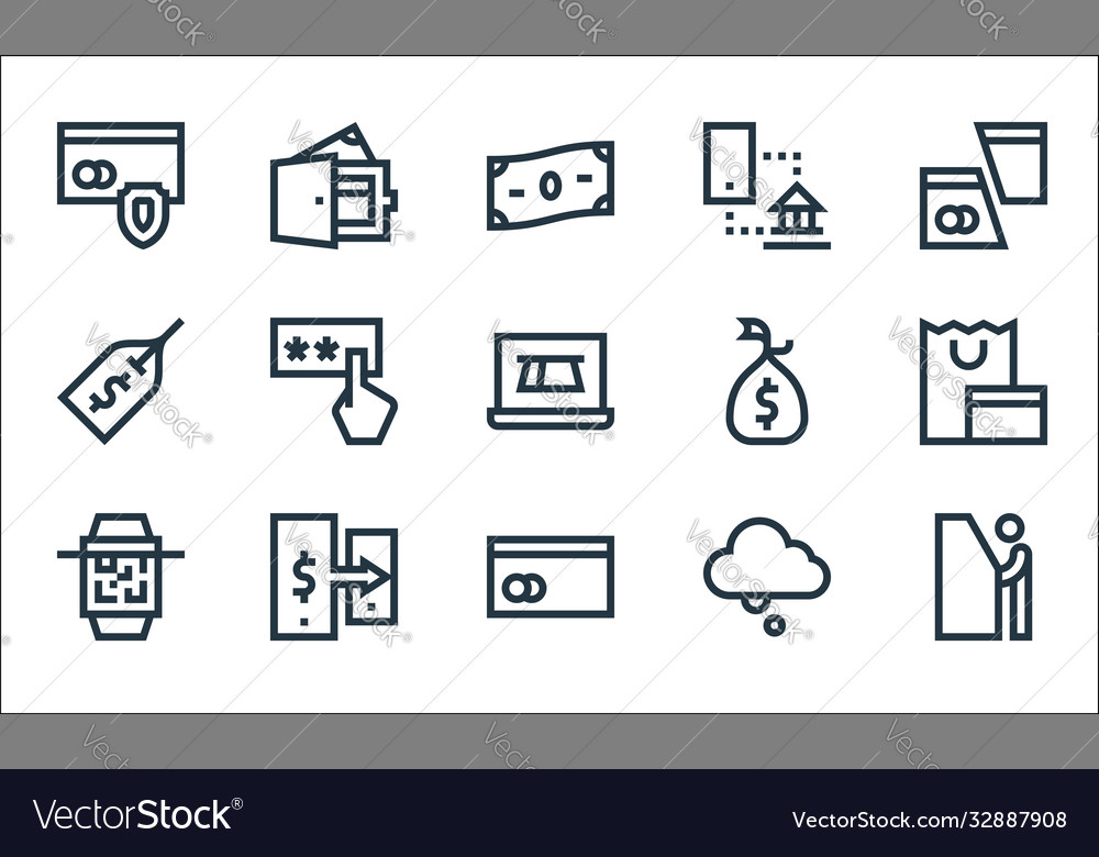 Payment line icons linear set quality