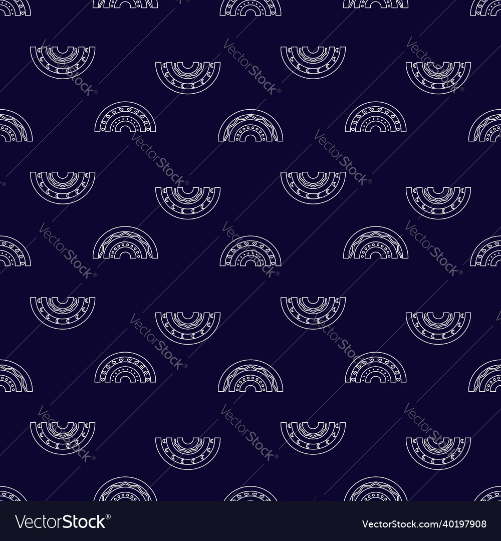 Seamless pattern with white linear rainbows