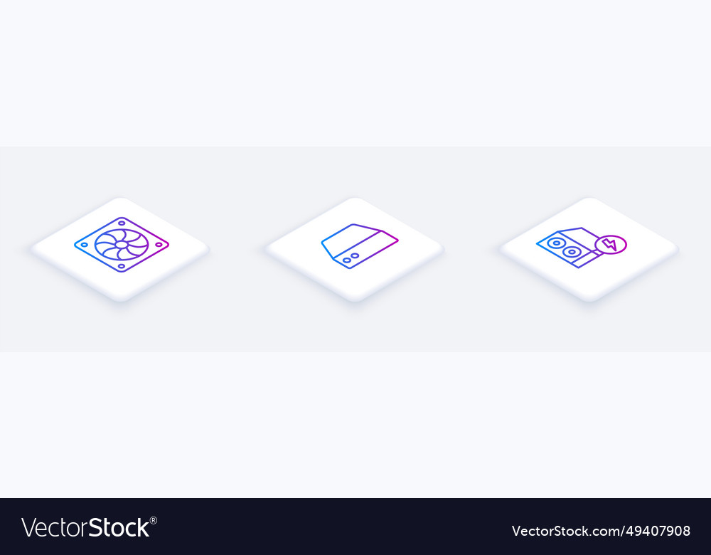 Set isometric line computer cooler server data Vector Image Set isometric line computer cooler server data