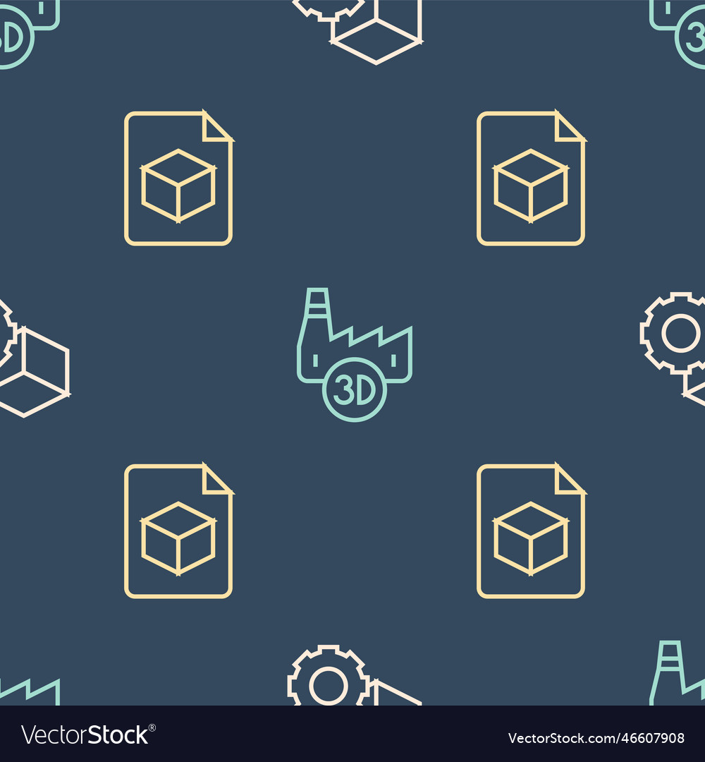 Set line isometric cube file and printing house vector image Set line isometric cube file and printing house
