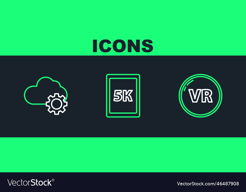 Set line virtual reality cloud technology data vector image Set line virtual reality cloud technology data