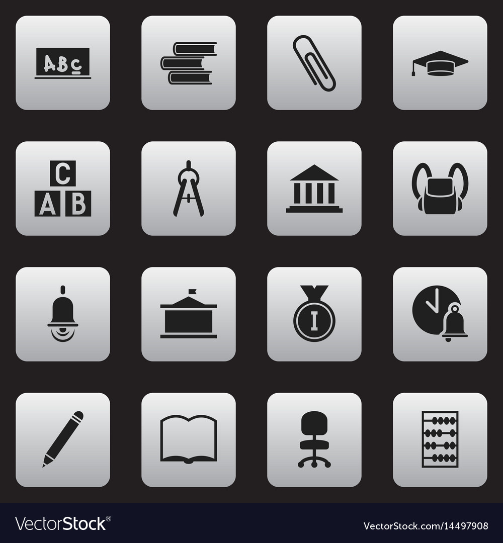 Set of 16 editable university icons includes