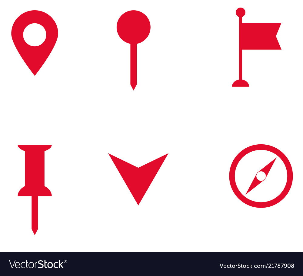 Set of map pointer icon on white background flat