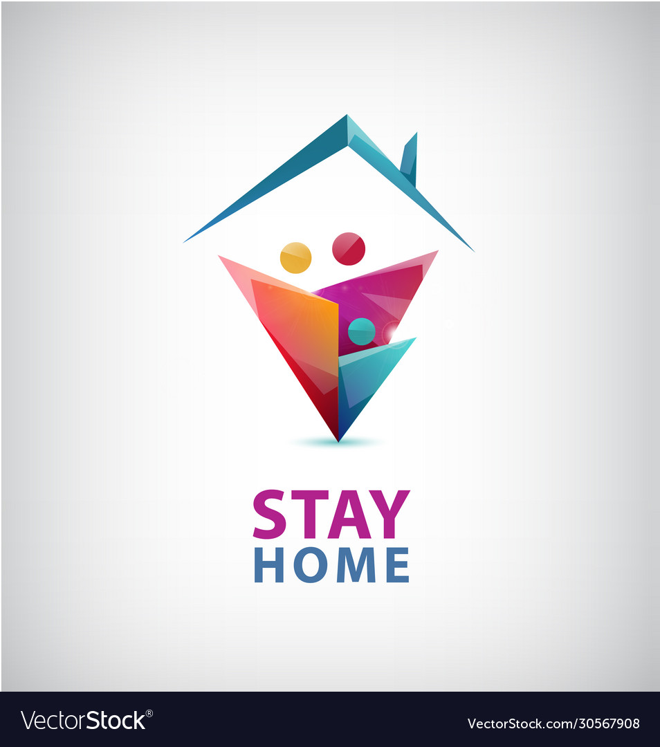 Stay home logo family sitting home vector image Stay home logo family sitting home