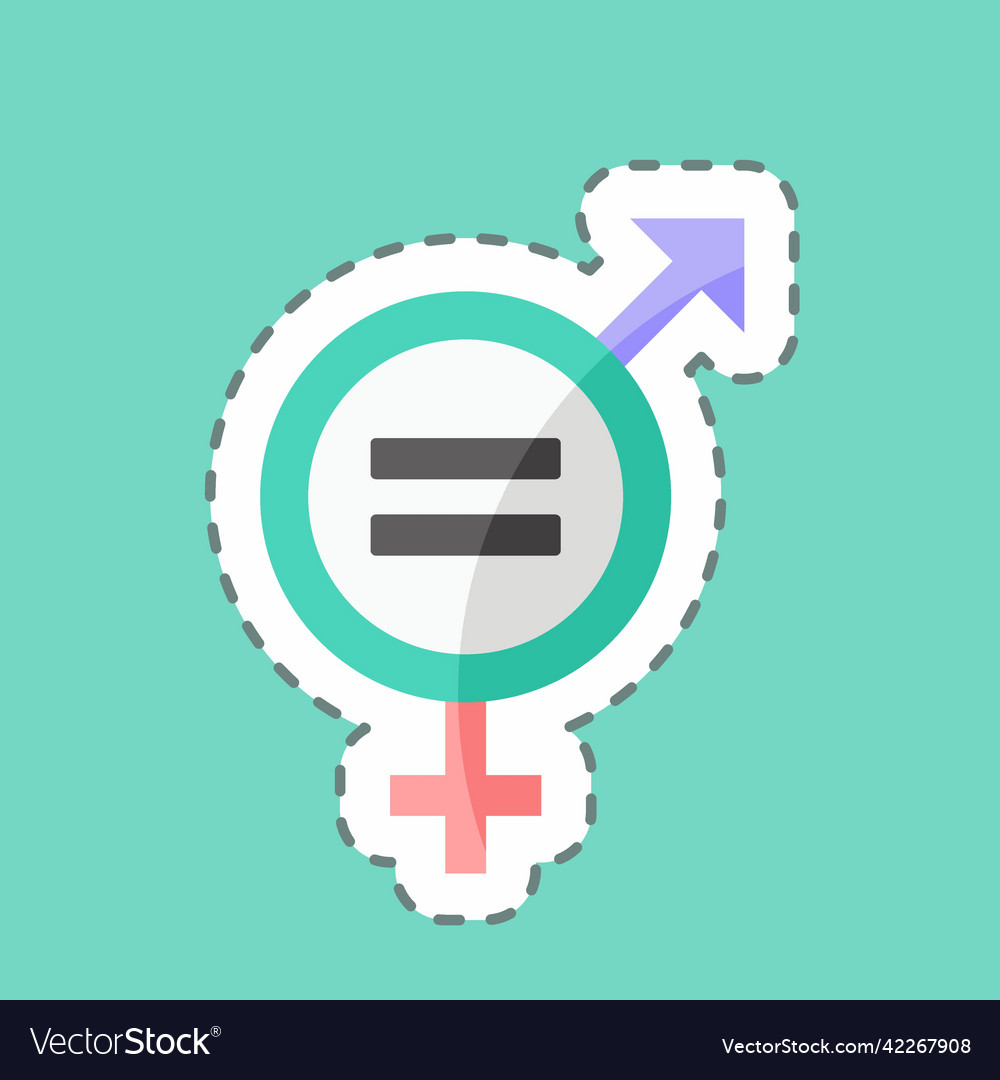 Sticker line cut gender equality suitable Vector Image