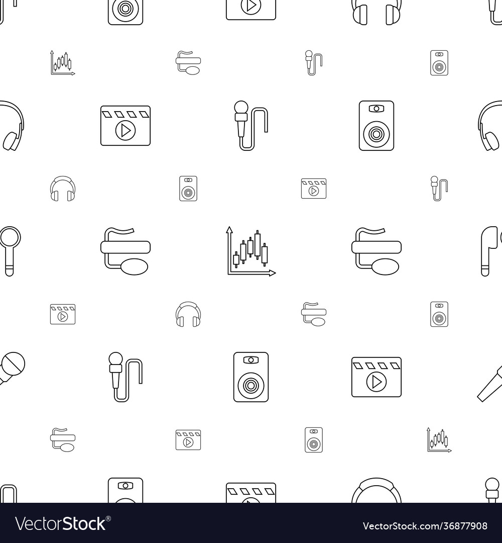 Studio icons pattern seamless white background vector image Studio icons pattern seamless white background