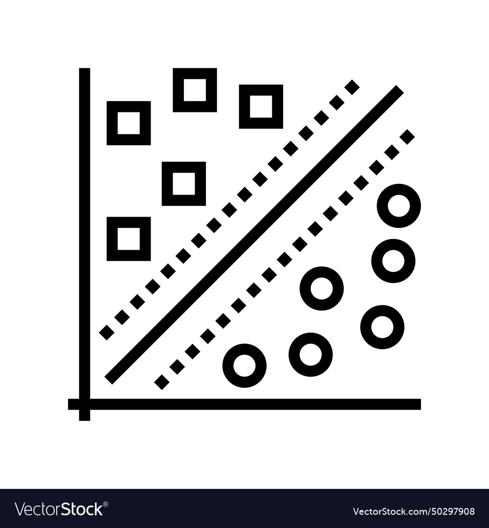 Support machine svm algorithm line icon vector image Support machine svm algorithm line icon