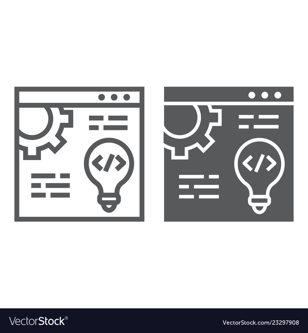 Web development line and glyph icon website