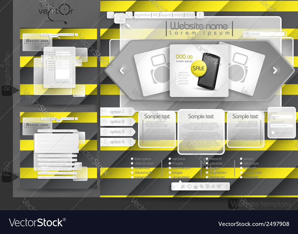 Website design template menu elements