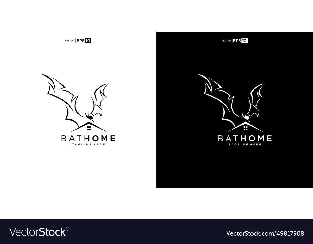 Wild bat house logo design icon Royalty Free Vector Image