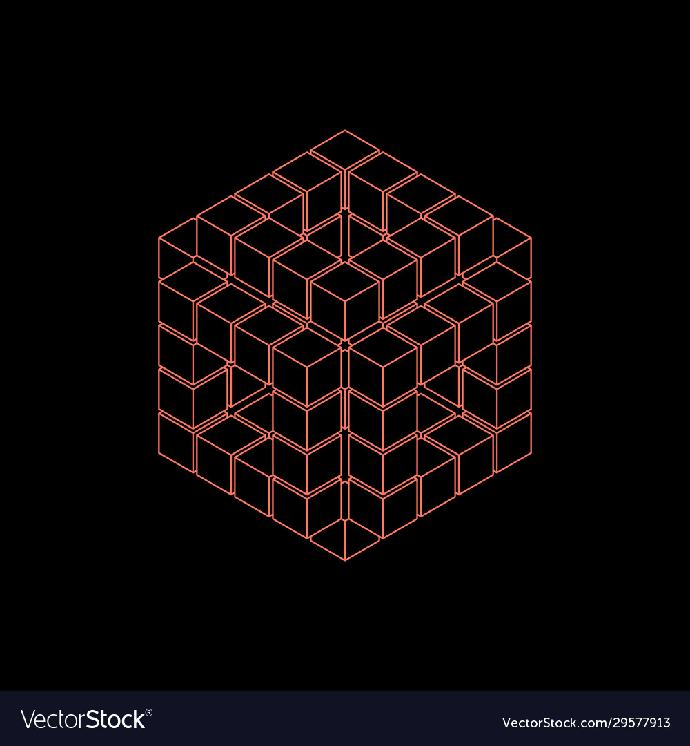 Abstract 3d cube from cubes isometric projection