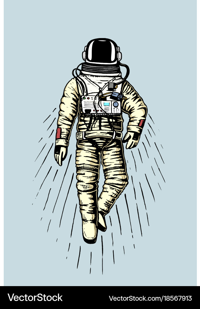 Astronaut spaceman planets in solar system Vector Image