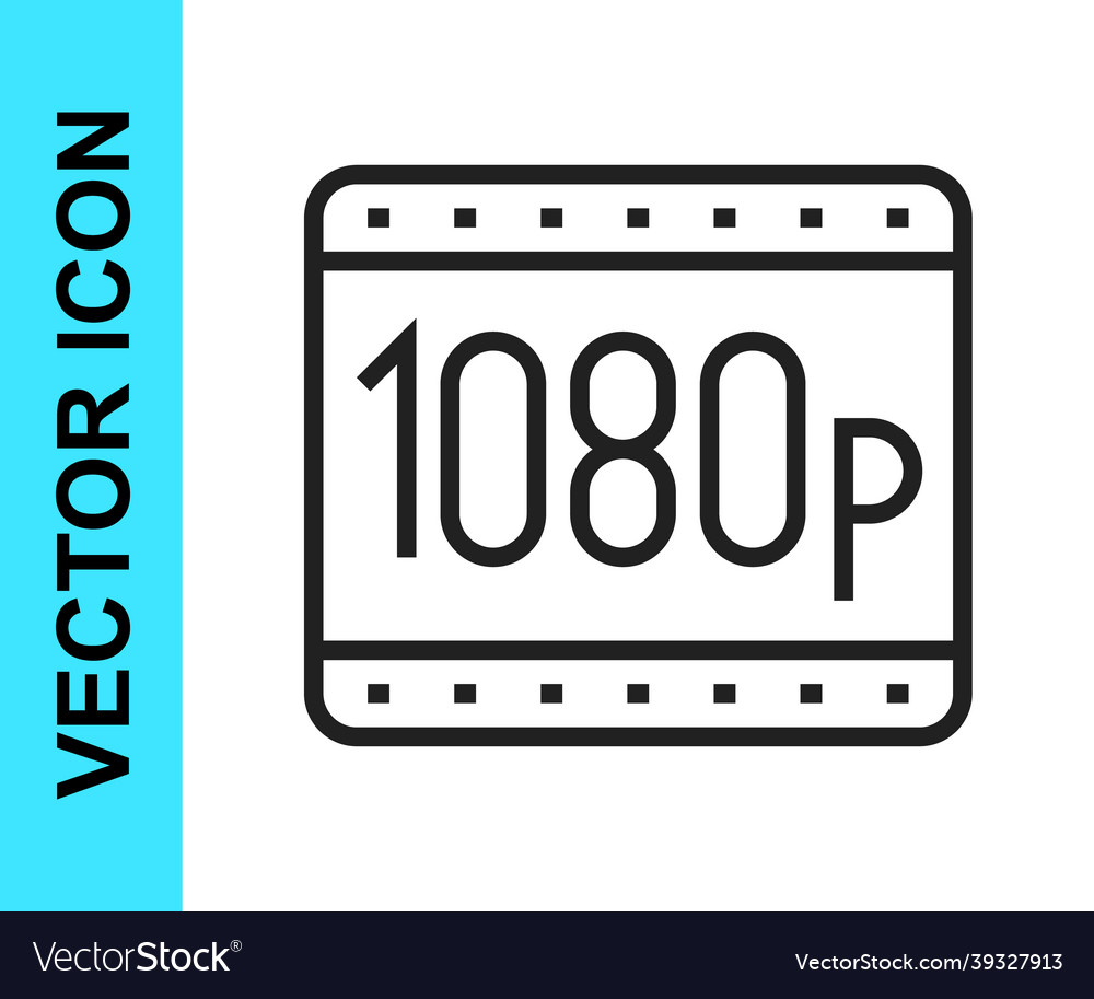 Black line full hd 1080p icon isolated on white Vector Image