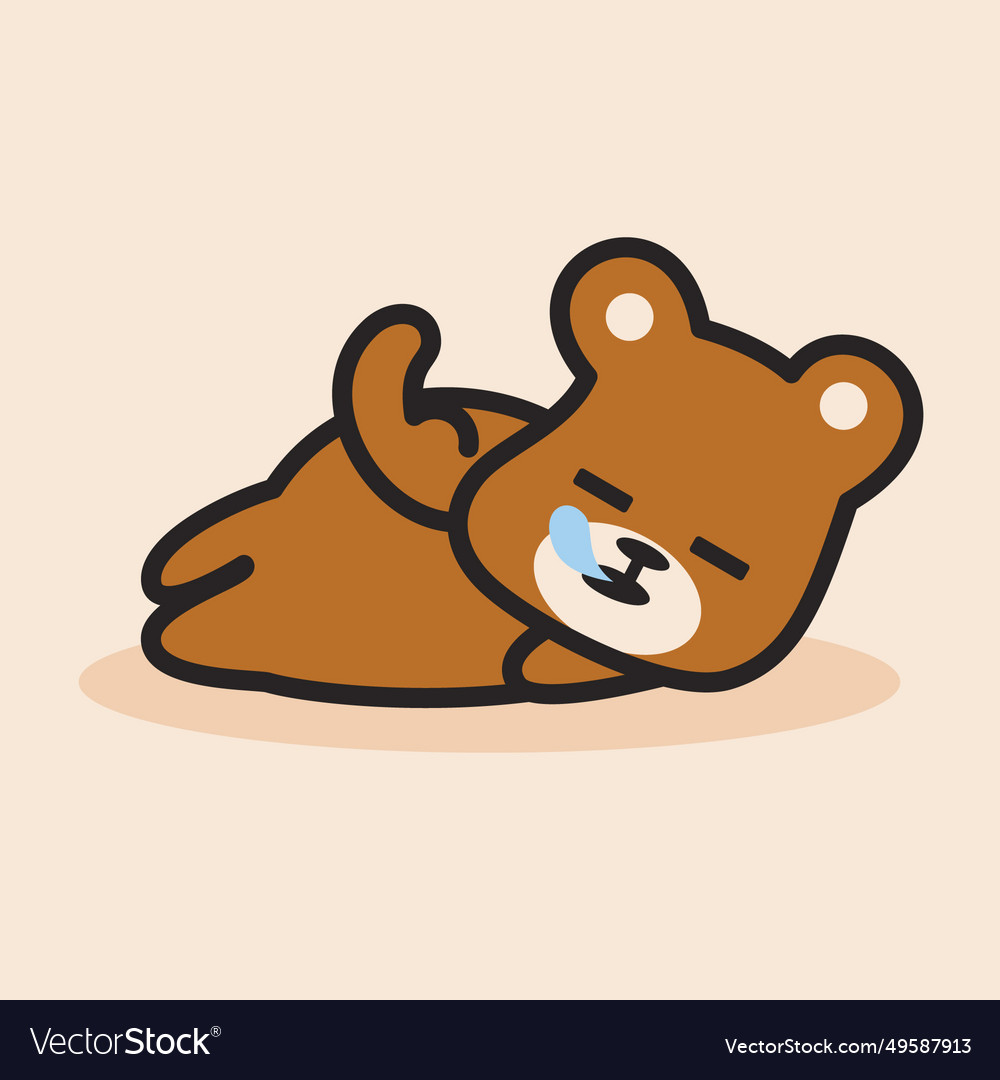 Cute and sleeping brown bear flexing bicep Vector Image