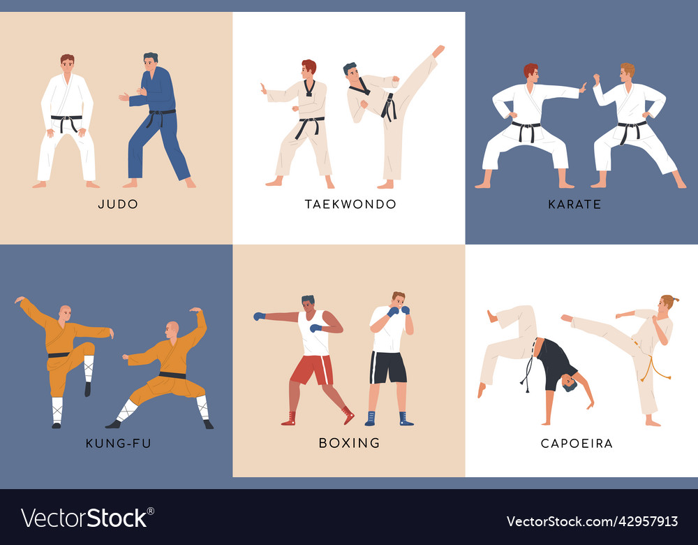 Fighters flat set Royalty Free Vector Image - VectorStock