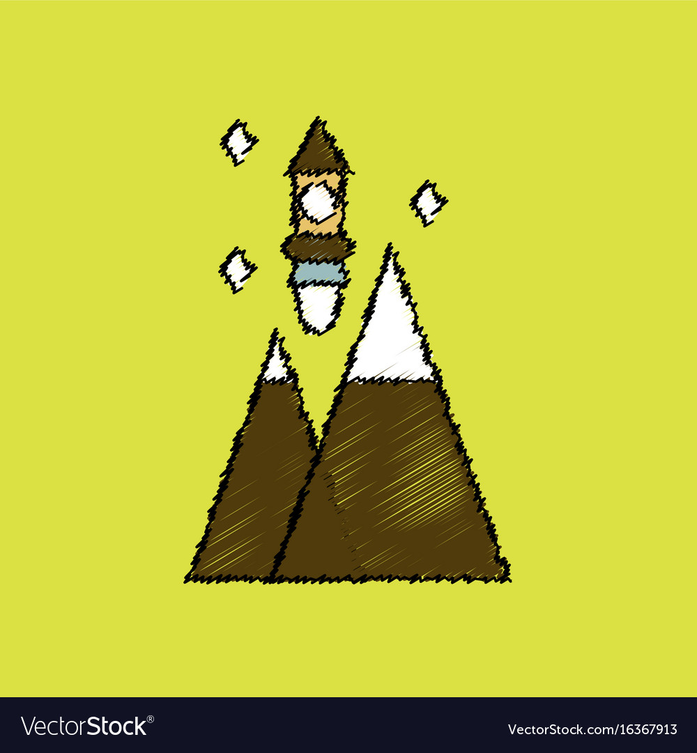 Flat icon design collection rocket and pyramids