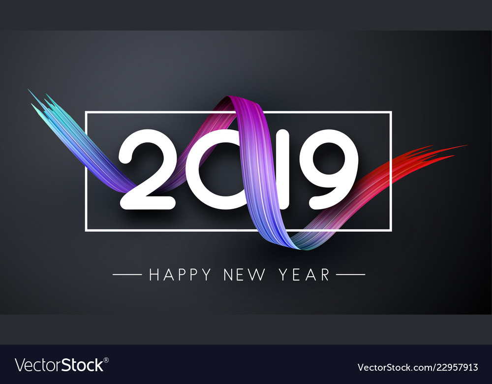 Happy new year 2019 festive banner with colorful