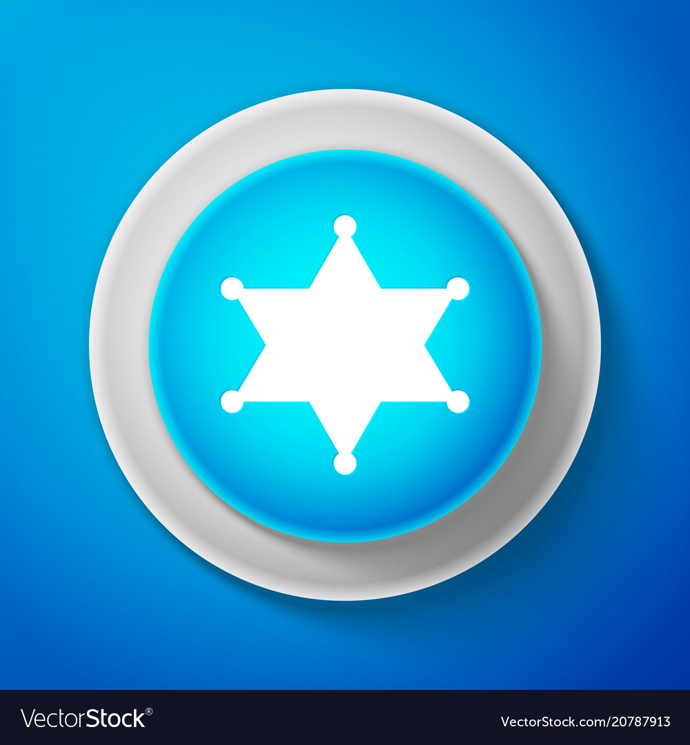 Hexagram Sheriff-Symbol isoliert auf blauem Hintergrund