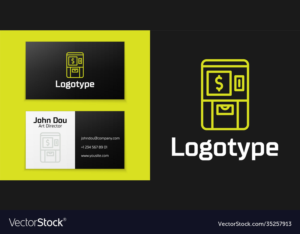 Logotype line atm - automated teller machine vector image Logotype line atm - automated teller machine