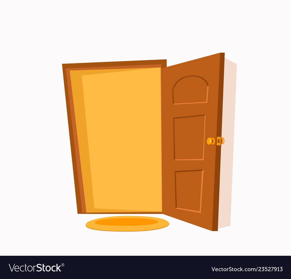 Open Door Cartoon Colorful Flat Royalty Free Vector Image