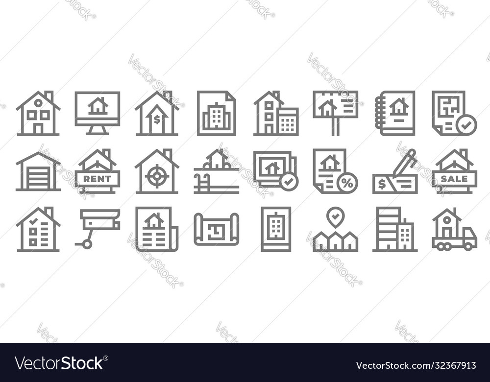 Real estate line icons linear set quality