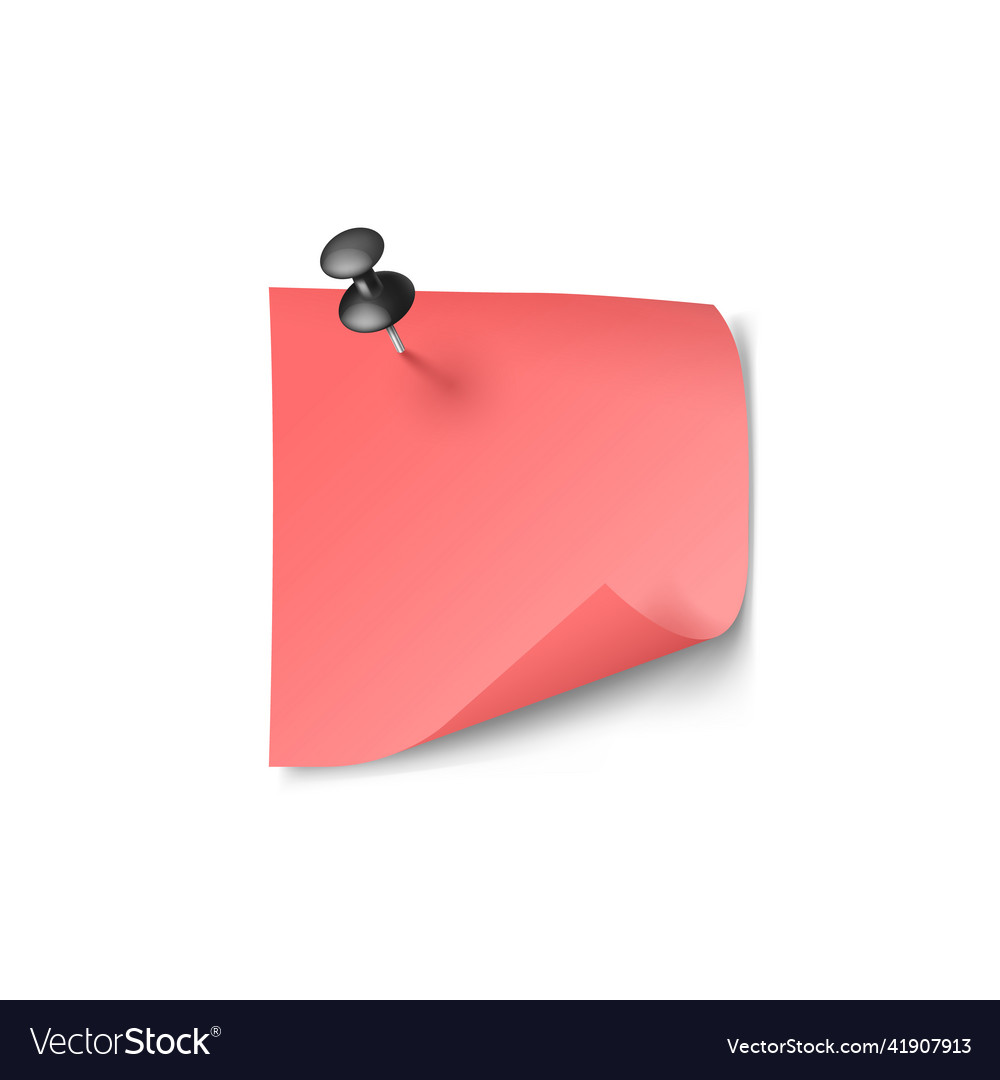 Realistic Sticky Note with Pin